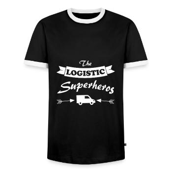 Logistique et transport - T-shirt contrasté Homme - noir/blanc - Devant - AI Model Female 172 light (172cm) & AI Model Male 178 light (178cm)