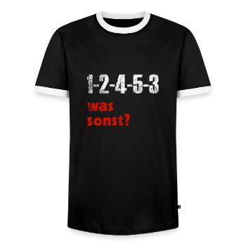 5 Zylinder Motor was sonst Auto Kfz Mechaniker - Männer Kontrast-T-Shirt - Schwarz/Weiß - Vorne - AI Model Female 172 light (172cm) & AI Model Male 178 light (178cm)