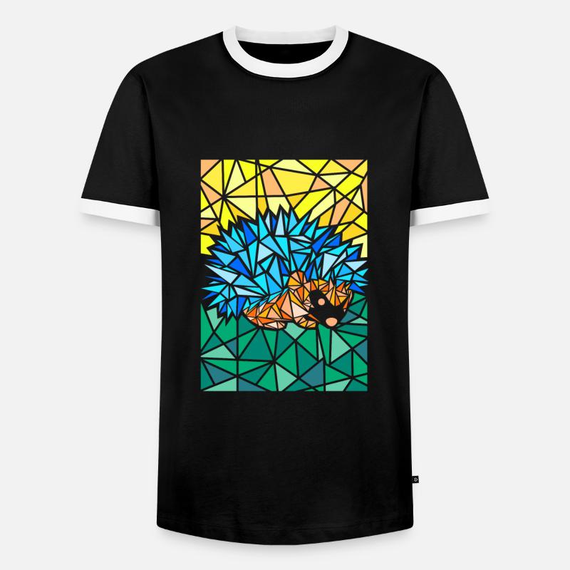 Hedgehog polygon abstract art - Men's Ringer Shirt - black/white
