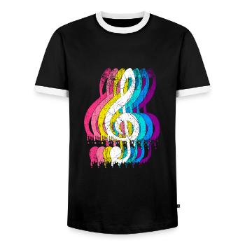 Musicien clef clé de sol musique - T-shirt contrasté Homme - noir/blanc - Devant - AI Model Female 172 light (172cm) & AI Model Male 178 light (178cm)