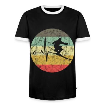 Ski Ski Skieur Ski Vacation Retro Gift - T-shirt contrasté Homme - noir/blanc - Devant - AI Model Female 172 light (172cm) & AI Model Male 178 light (178cm)