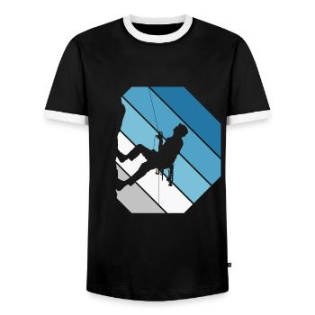 Mountaineering Climbing Gift Bouldering Retro Cool - Men's Ringer Shirt - black/white - Front - AI Model Female 172 light (172cm) & AI Model Male 178 light (178cm)