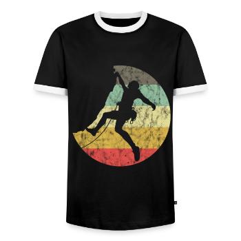 Mountaineering Climbing Gift Bouldering Retro Cool - Men's Ringer Shirt - black/white - Front - AI Model Female 172 light (172cm) & AI Model Male 178 light (178cm)