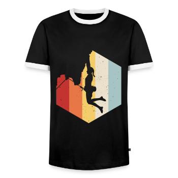 Mountaineering Climbing Gift Bouldering Retro Cool - Men's Ringer Shirt - black/white - Front - AI Model Female 172 light (172cm) & AI Model Male 178 light (178cm)