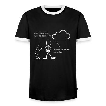 Cloud Witz ITler, programmer, computer specialist - Men's Ringer Shirt - black/white - Front - AI Model Female 172 light (172cm) & AI Model Male 178 light (178cm)