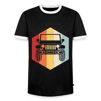 Véhicule tout-terrain 4wd 4x4 4wheeler cadeau AWD Offroad - T-shirt contrasté Homme - noir/blanc - Devant - AI Model Female 172 light (172cm) & AI Model Male 178 light (178cm)
