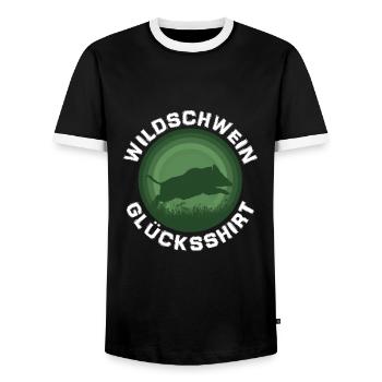 Jäger Geschenkidee Wildschwein Jagd Glücksshirt - Männer Kontrast-T-Shirt - Schwarz/Weiß - Vorne - AI Model Female 172 light (172cm) & AI Model Male 178 light (178cm)