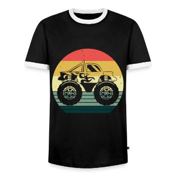 Auto Monstertruck Motor Monster Truck Motorsport - T-shirt contrasté Homme - noir/blanc - Devant - AI Model Female 172 light (172cm) & AI Model Male 178 light (178cm)