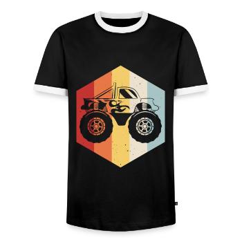 Motor Auto Monstertruck Monster Truck Motorsport - T-shirt contrasté Homme - noir/blanc - Devant - AI Model Female 172 light (172cm) & AI Model Male 178 light (178cm)