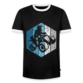 Quad rider quad driving ATV offroad retro motocross - Men's Ringer Shirt - black/white - Front - AI Model Female 172 light (172cm) & AI Model Male 178 light (178cm)