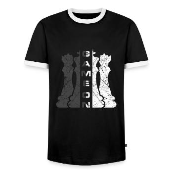 Chess saying chess player chess piece checkmate - Men's Ringer Shirt - black/white - Front - AI Model Female 172 light (172cm) & AI Model Male 178 light (178cm)