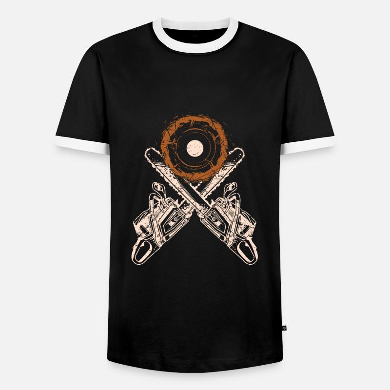 Lumberjack chainsaws gift - Men's Ringer Shirt - black/white