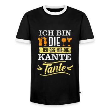 Ich geb mir die Kante Tante Alkohol Spruch - Männer Kontrast-T-Shirt - Schwarz/Weiß - Vorne - AI Model Female 172 light (172cm) & AI Model Male 178 light (178cm)