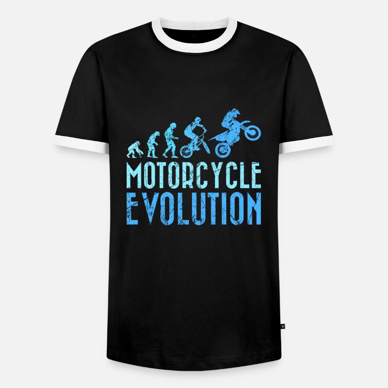 Motorradfahrer Evolution Mensch Entwicklung - Männer Kontrast-T-Shirt - Schwarz/Weiß