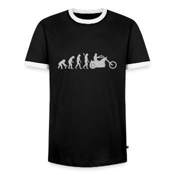 Motocycliste évolution évolution hommes grand-père - T-shirt contrasté Homme - noir/blanc - Devant - AI Model Female 172 light (172cm) & AI Model Male 178 light (178cm)