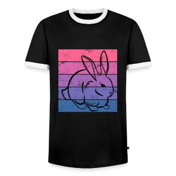 Kaninchen Frauen Geschenk Retro Hase Haustier - Männer Kontrast-T-Shirt - Schwarz/Weiß - Vorne - AI Model Female 172 light (172cm) & AI Model Male 178 light (178cm)