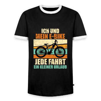 E-Bike Geschenk Spruch Vintage Fahrrad Witz Rente - Männer Kontrast-T-Shirt - Schwarz/Weiß - Vorne - AI Model Female 172 light (172cm) & AI Model Male 178 light (178cm)