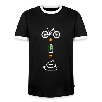 Anti E-Bike kein Motor keine Batterie Fahrrad plus - Männer Kontrast-T-Shirt - Schwarz/Weiß - Vorne - AI Model Female 172 light (172cm) & AI Model Male 178 light (178cm)