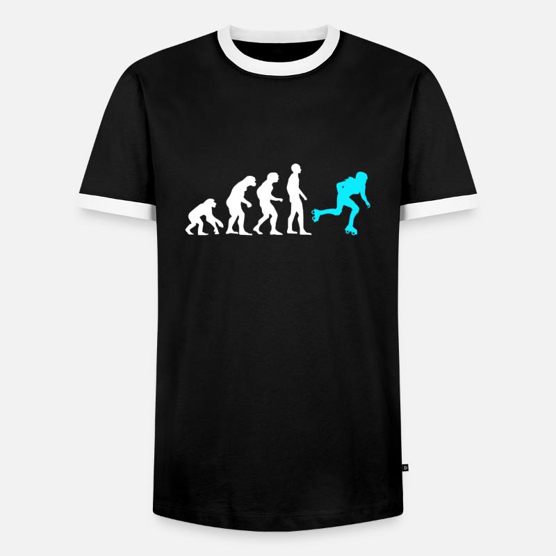 Affe Mensch Rollschuhfahrer Rollschuhe Rollerskate - Männer Kontrast-T-Shirt - Schwarz/Weiß