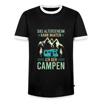 Retirement home can wait I go camping camper - Men's Ringer Shirt - black/white - Front - AI Model Female 172 light (172cm) & AI Model Male 178 light (178cm)