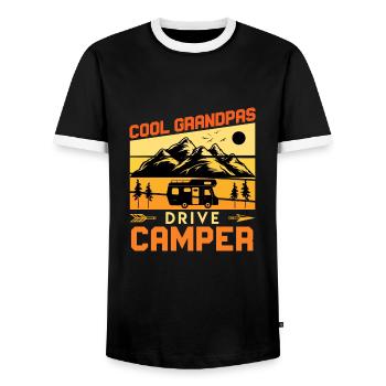 Cool Grandpas Drive Motorhome Motorhome Gift - Men's Ringer Shirt - black/white - Front - AI Model Female 172 light (172cm) & AI Model Male 178 light (178cm)