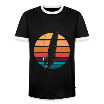 Windsurfer Geschenk Windsurf Retro Vintage - Männer Kontrast-T-Shirt - Schwarz/Weiß - Vorne - AI Model Female 172 light (172cm) & AI Model Male 178 light (178cm)