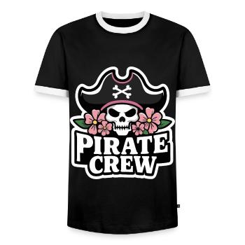 Pirat Piraten Fasching Halloween - Männer Kontrast-T-Shirt - Schwarz/Weiß - Vorne - AI Model Female 172 light (172cm) & AI Model Male 178 light (178cm)