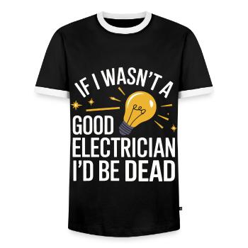 Electrician Electronics Technician Craftsman Profession Saying - Men's Ringer Shirt - black/white - Front - AI Model Female 172 light (172cm) & AI Model Male 178 light (178cm)