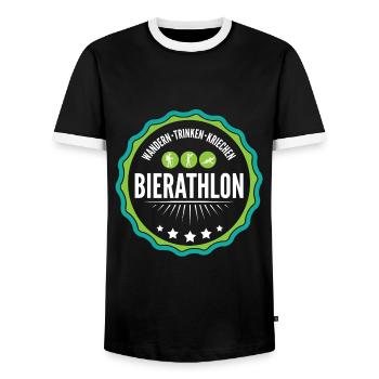 Lustiges Party Männertag Bierathlon Design Papa - Männer Kontrast-T-Shirt - Schwarz/Weiß - Vorne - AI Model Female 172 light (172cm) & AI Model Male 178 light (178cm)