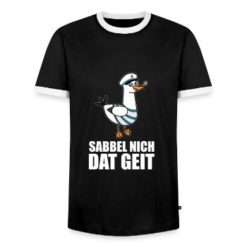 Sabbel nich Möwe Hamburg Bremen North German North - Men's Ringer Shirt - black/white - Front - AI Model Female 172 light (172cm) & AI Model Male 178 light (178cm)