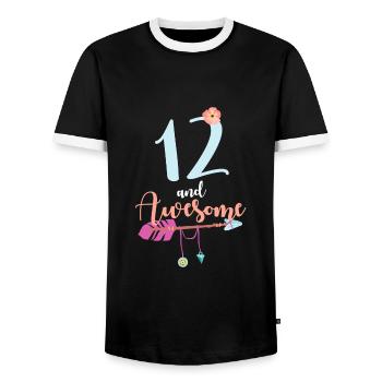 Teenager 12 years 2009 12th birthday girl woman - Men's Ringer Shirt - black/white - Front - AI Model Female 172 light (172cm) & AI Model Male 178 light (178cm)