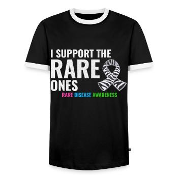Soutien aux maladies rares : renforcer la sensibilisation - T-shirt contrasté Homme - noir/blanc - Devant - AI Model Female 172 light (172cm) & AI Model Male 178 light (178cm)