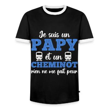 Je suis un papy cheminot humour train cadeau - T-shirt contrasté Homme - noir/blanc - Devant - AI Model Female 172 light (172cm) & AI Model Male 178 light (178cm)