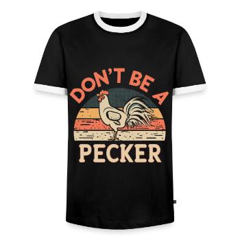 Chicken Don't Be A Pecker - Männer Kontrast-T-Shirt - Schwarz/Weiß - Vorne - AI Model Female 172 light (172cm) & AI Model Male 178 light (178cm)
