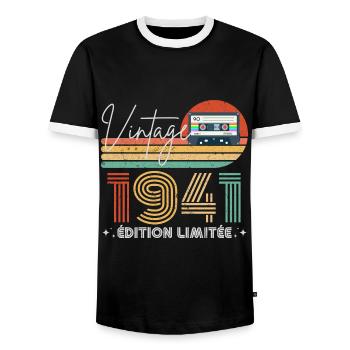 Vintage 1941 cadeau année de naissance 1941 rétro - T-shirt contrasté Homme - noir/blanc - Devant - AI Model Female 172 light (172cm) & AI Model Male 178 light (178cm)