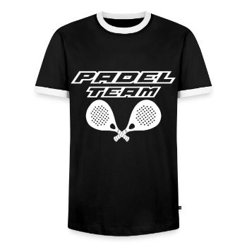 Équipe de padel - T-shirt contrasté Homme - noir/blanc - Devant - AI Model Female 172 light (172cm) & AI Model Male 178 light (178cm)