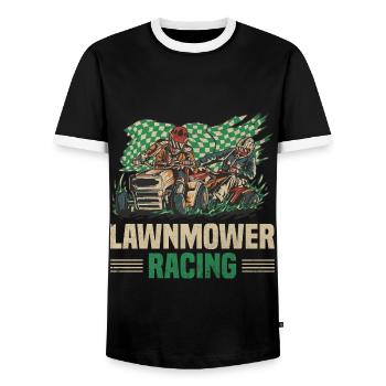 Tondeuse à gazon Racing Vintage Lawn Mower Race - T-shirt contrasté Homme - noir/blanc - Devant - AI Model Female 172 light (172cm) & AI Model Male 178 light (178cm)