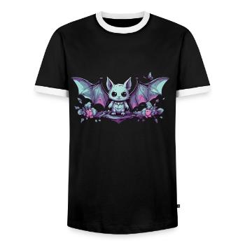 Kawaii Pastel Goth Bat Gothic Style - Men's Ringer Shirt - black/white - Front - AI Model Female 172 light (172cm) & AI Model Male 178 light (178cm)
