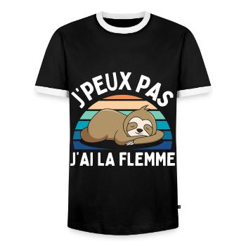 J'peux pas j' ai la flemme humour paresseux cadeau - T-shirt contrasté Homme - noir/blanc - Devant - AI Model Female 172 light (172cm) & AI Model Male 178 light (178cm)