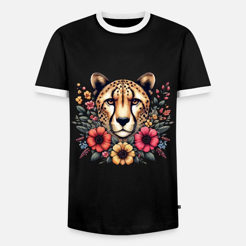 Guépard Fleurs de guépard - T-shirt contrasté Homme - noir/blanc