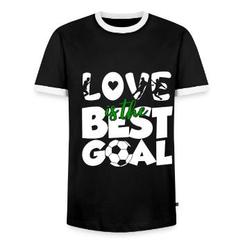 February 14 Valentine's Day Gift Soccer Coach - Men's Ringer Shirt - black/white - Front - AI Model Female 172 light (172cm) & AI Model Male 178 light (178cm)