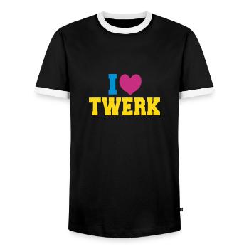 I love TWERK - Männer Kontrast-T-Shirt - Schwarz/Weiß - Vorne - AI Model Female 172 light (172cm) & AI Model Male 178 light (178cm)