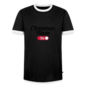 Christmas Mode (On) - Männer Kontrast-T-Shirt - Schwarz/Weiß - Vorne - AI Model Female 172 light (172cm) & AI Model Male 178 light (178cm)