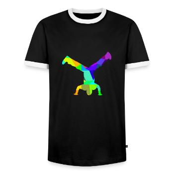 Breakdance Rainbow Colors Polygon Sport - Men's Ringer Shirt - black/white - Front - AI Model Female 172 light (172cm) & AI Model Male 178 light (178cm)