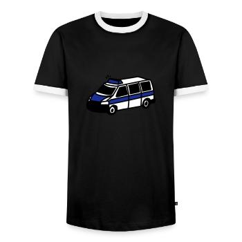 Polizeiwagen - Männer Kontrast-T-Shirt - Schwarz/Weiß - Vorne - AI Model Female 172 light (172cm) & AI Model Male 178 light (178cm)