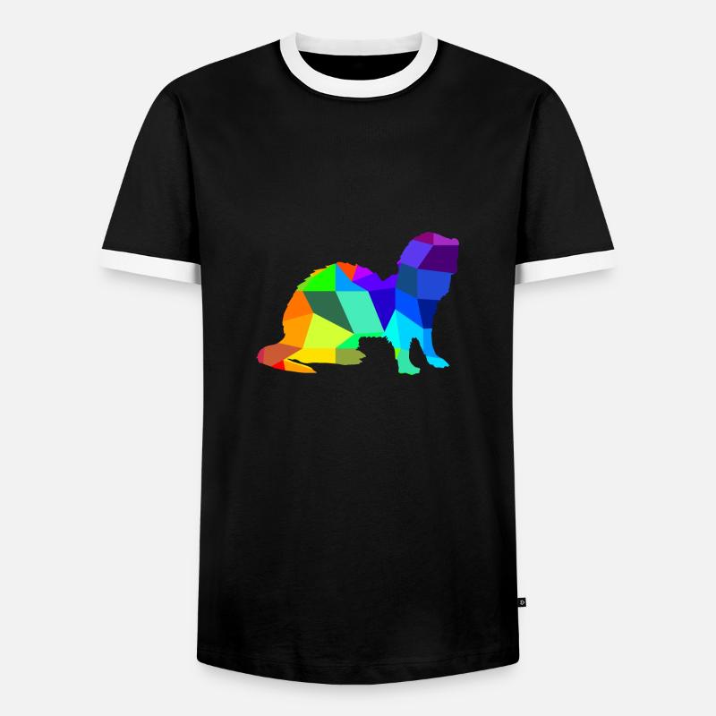 Frettchen Regenbogen Tiere Polygon - Männer Kontrast-T-Shirt - Schwarz/Weiß