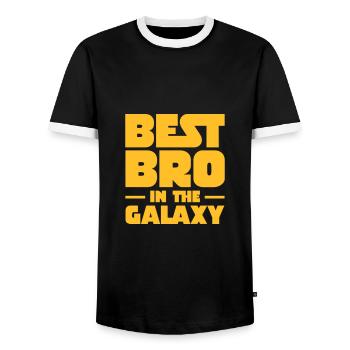 Best Bro In The Galaxy - Men's Ringer Shirt - black/white - Front - AI Model Female 172 light (172cm) & AI Model Male 178 light (178cm)