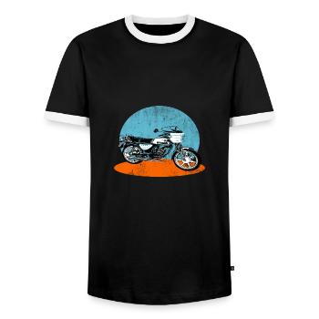 KS 50 Watercooled Zündapp Krad - Men's Ringer Shirt - black/white - Front - AI Model Female 172 light (172cm) & AI Model Male 178 light (178cm)
