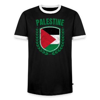 Palestine - Men's Ringer Shirt - black/white - Front - AI Model Female 172 light (172cm) & AI Model Male 178 light (178cm)