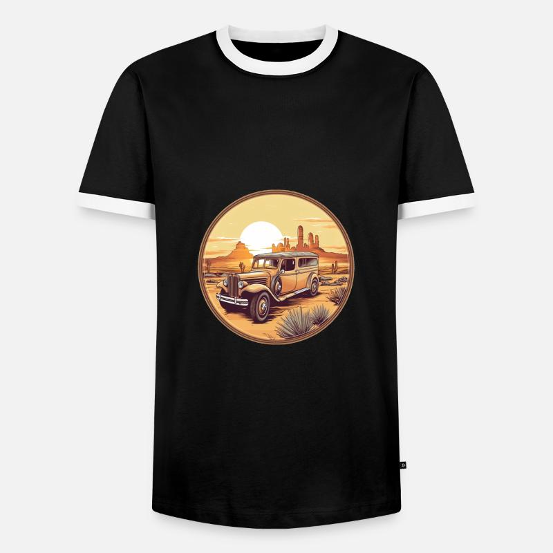 Oldtimer dans le désert - T-shirt contrasté Homme - noir/blanc